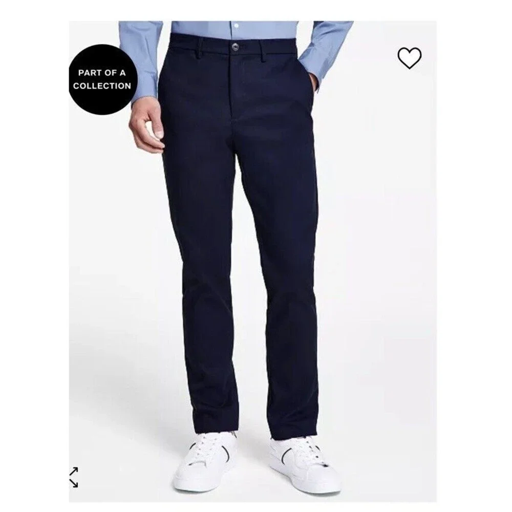 CALVIN Klein Men's Straight-Fit Stretch Chino Pants Sky Captain Blue 42W x 32L